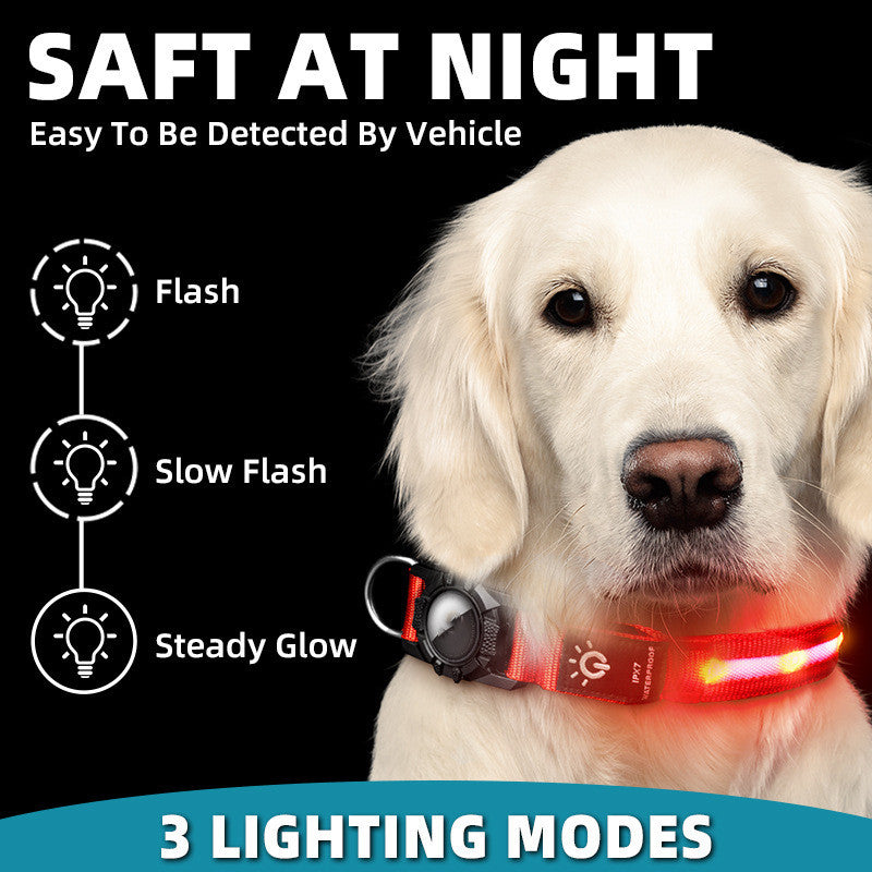 Waterproof collar for dogs-Light up and tag compatible