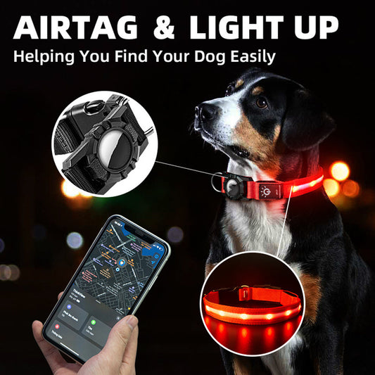 Waterproof collar for dogs-Light up and tag compatible